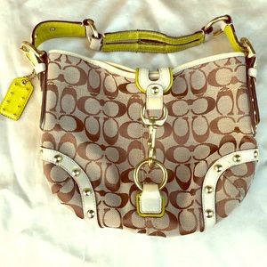 Coach Chartreuse/Tan Vintage Signature Mini Hobo